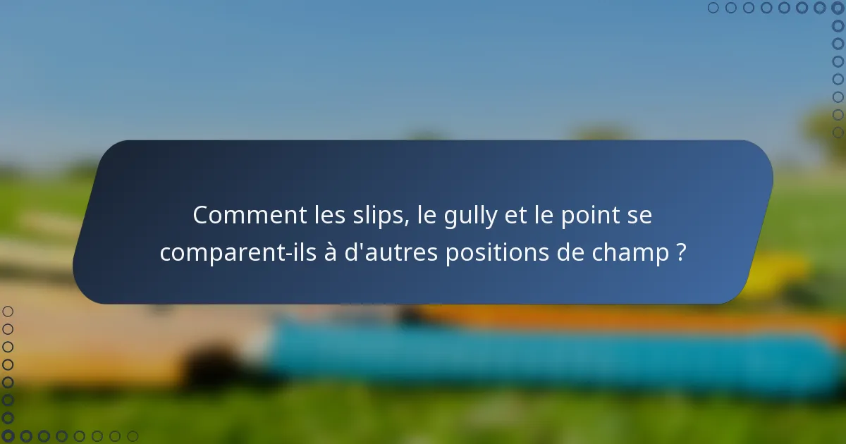 Comment les slips, le gully et le point se comparent-ils à d'autres positions de champ ?