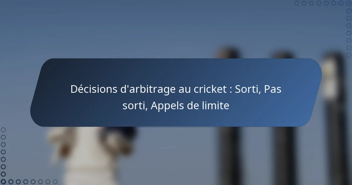Décisions d’arbitrage au cricket : Sorti, Pas sorti, Appels de limite