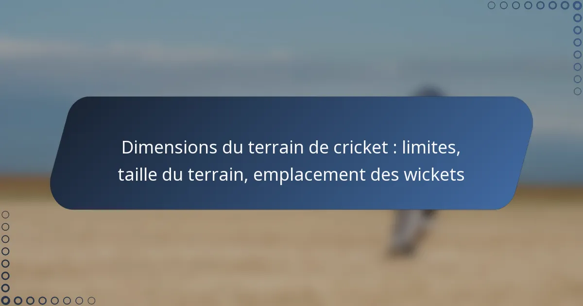 Dimensions du terrain de cricket : limites, taille du terrain, emplacement des wickets