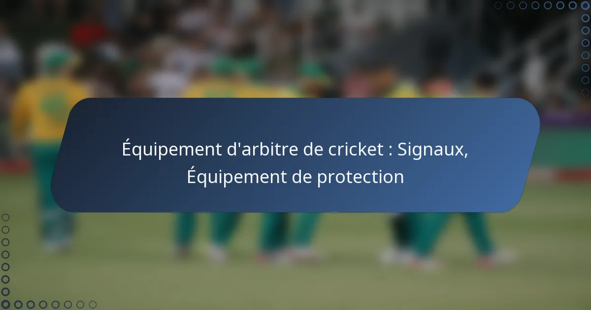 Équipement d’arbitre de cricket : Signaux, Équipement de protection