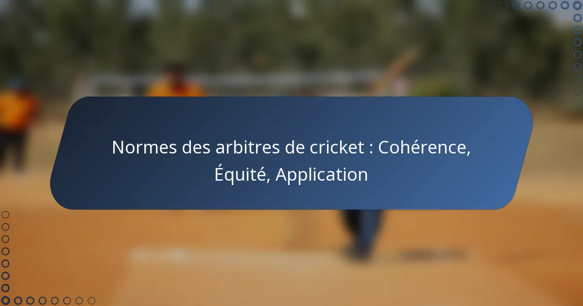 Normes des arbitres de cricket : Cohérence, Équité, Application