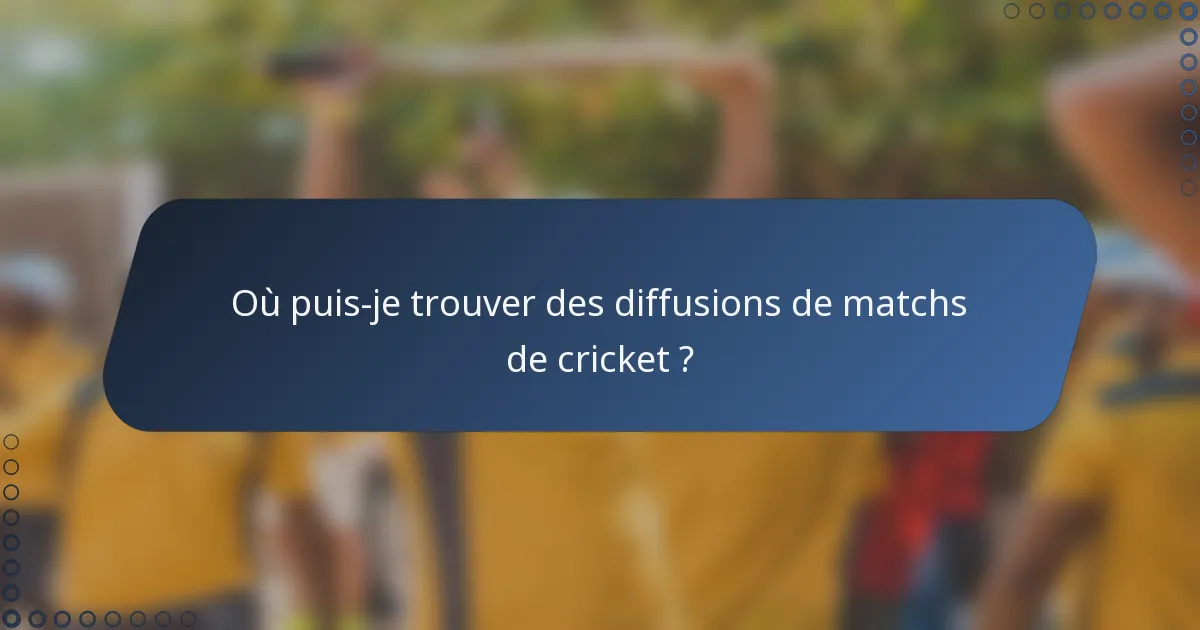 Où puis-je trouver des diffusions de matchs de cricket ?