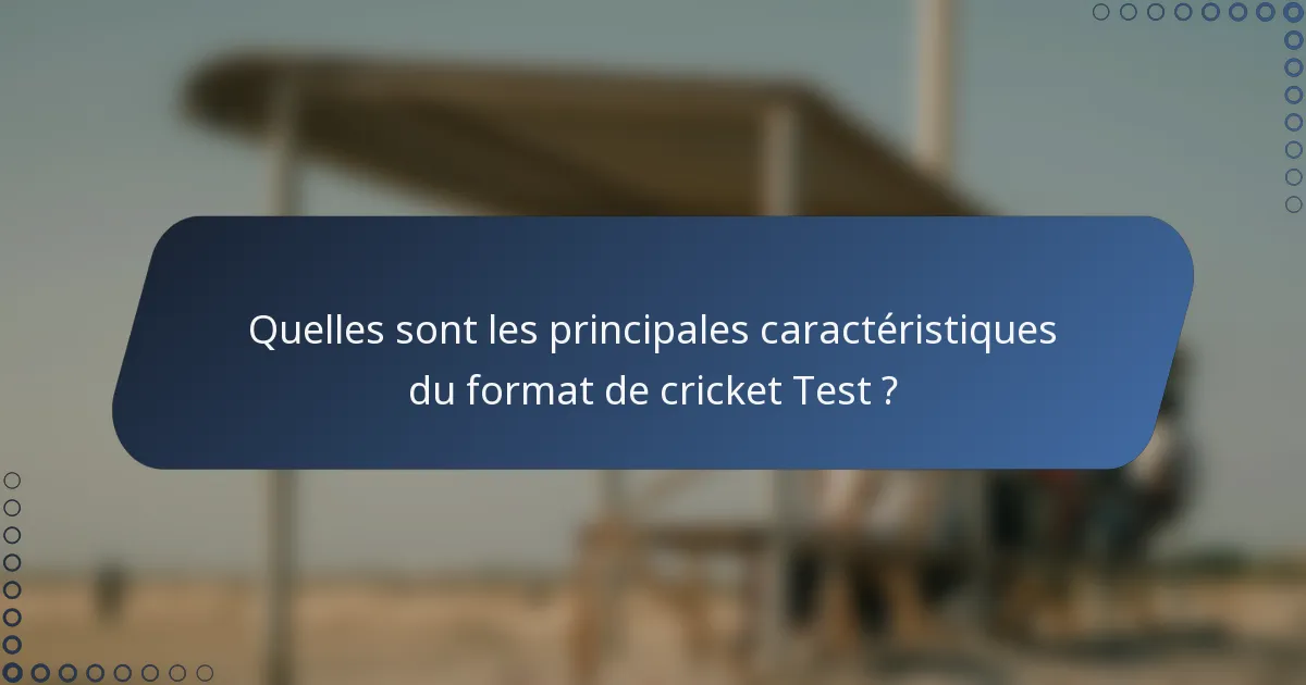 Quelles sont les principales caractéristiques du format de cricket Test ?