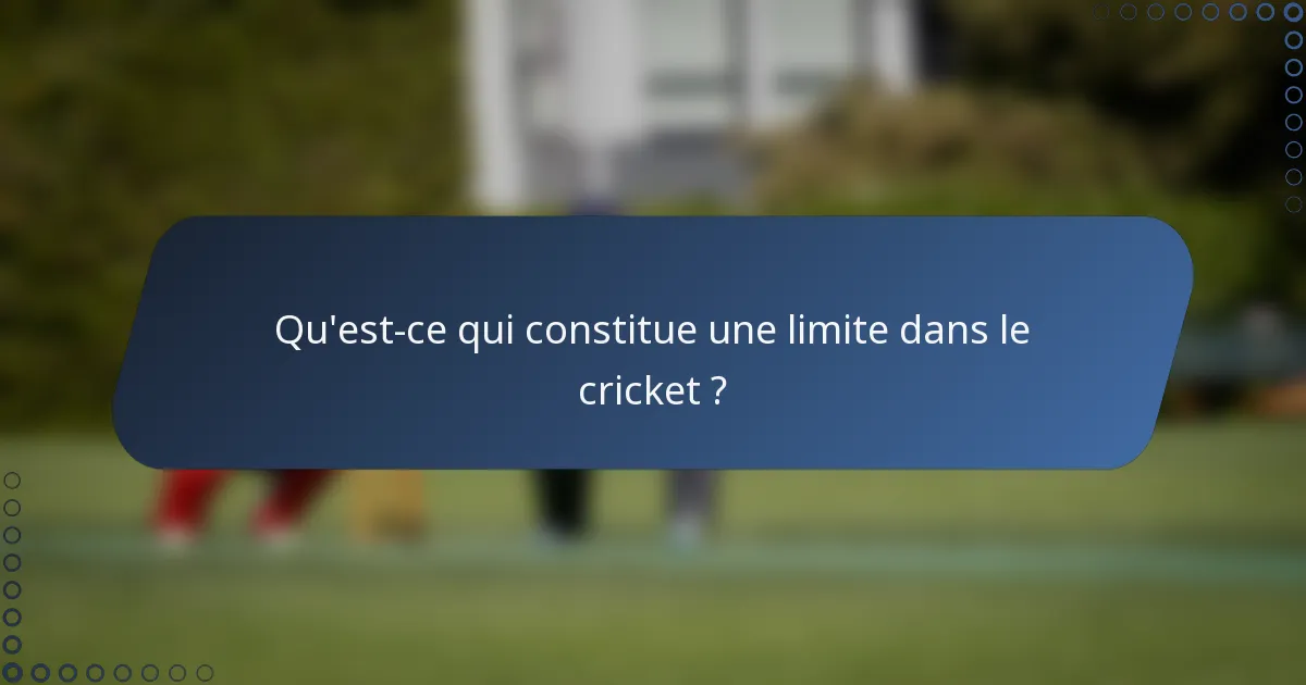 Qu'est-ce qui constitue une limite dans le cricket ?